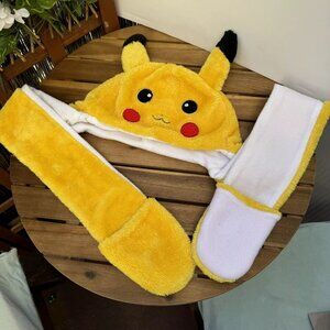 Pokemon Pikachu Plush Winter Hat with Hand Pockets